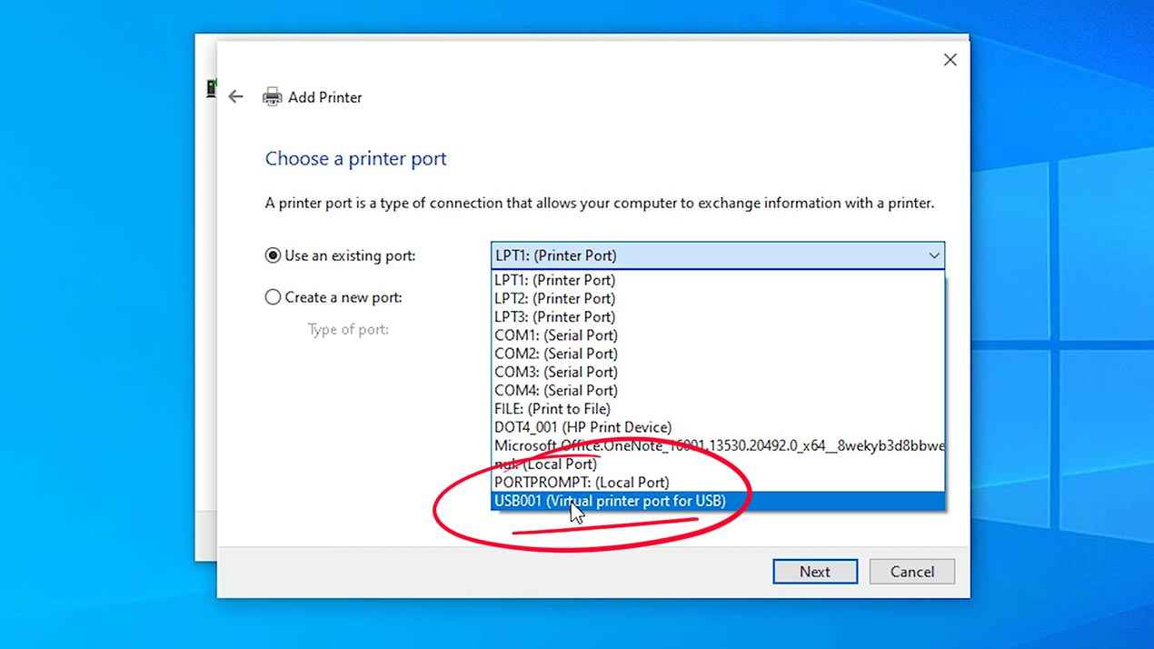 Choose a printer port