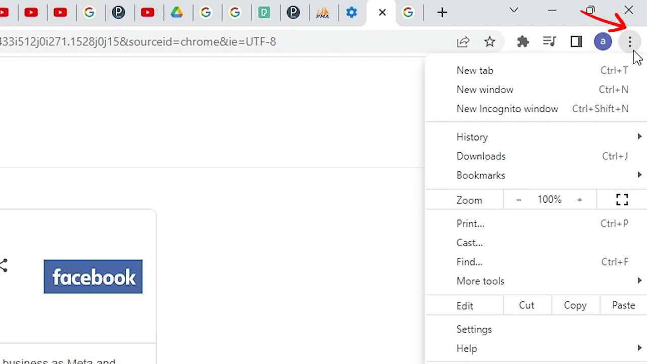 Click the three-dot icon under X button at the top-right corner in browser