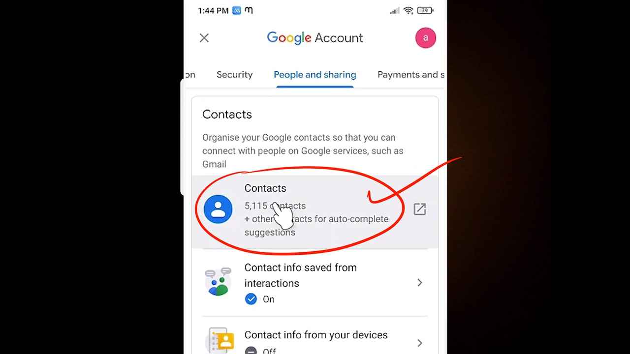 Google contacts in Android mobile