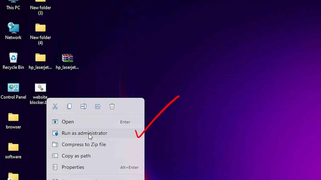 Run the website_blocker.bat file as an administrator to block the websites