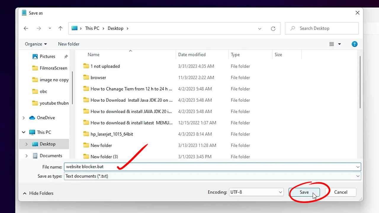 Save Notepad file for bloking any Bad adult or Addicted Website with bat Extension