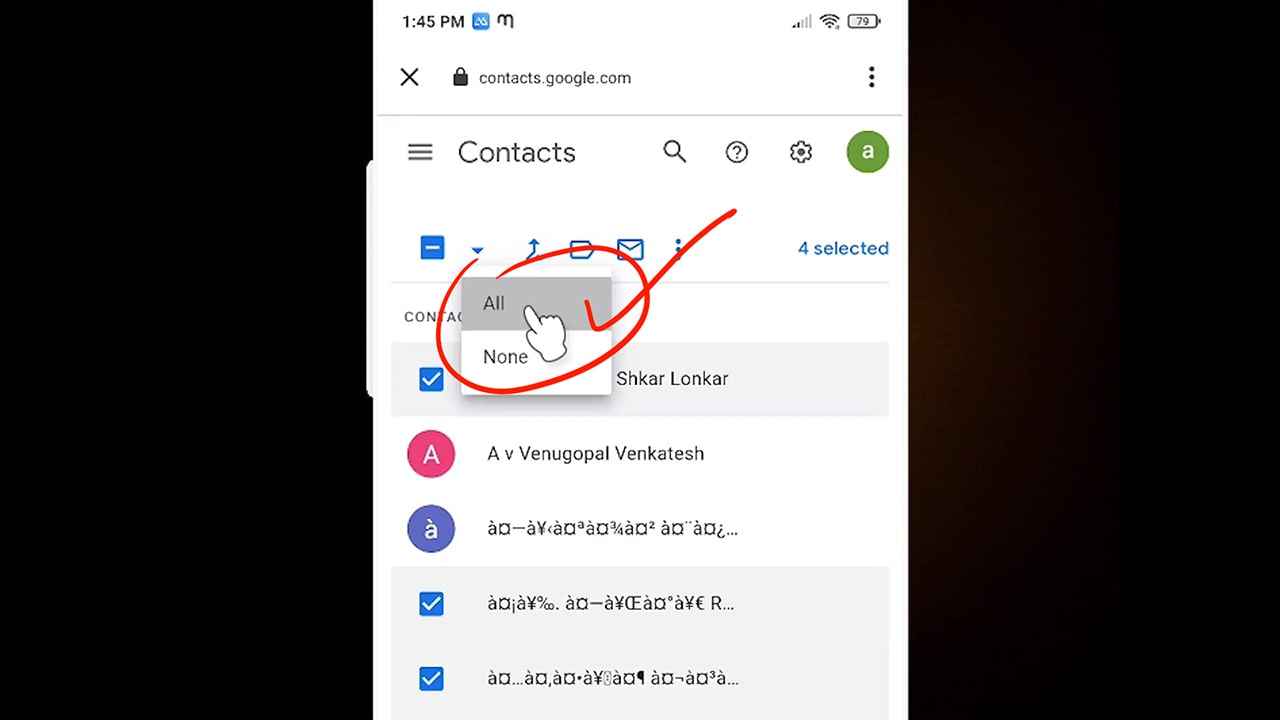 Select All contacts form google contacts