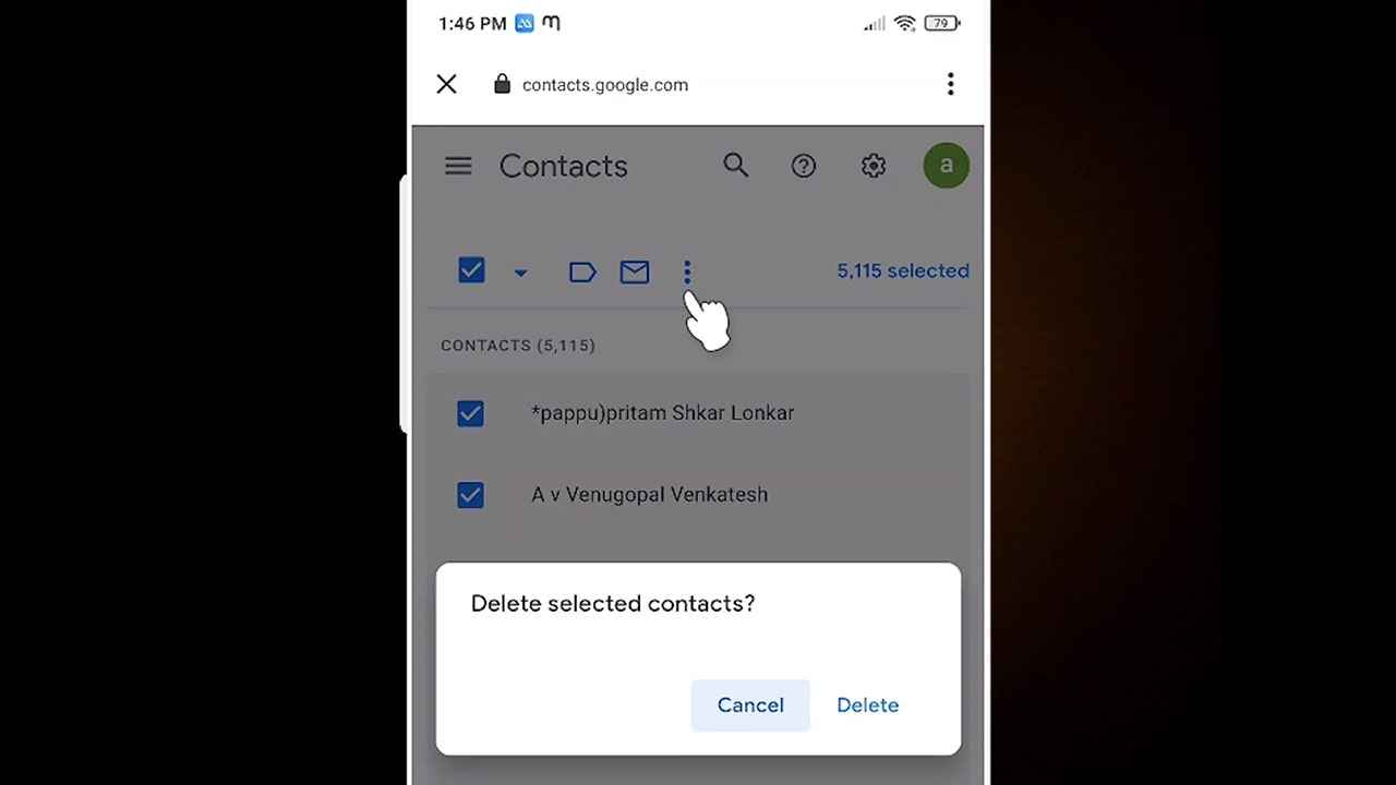 delete google Selected contacts