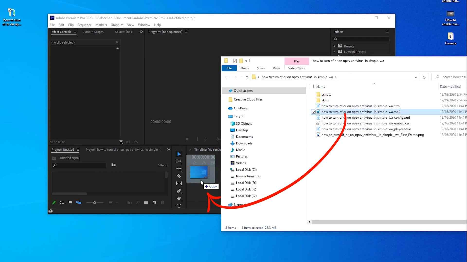 drag mp4 file to Adobe Premiere Pro