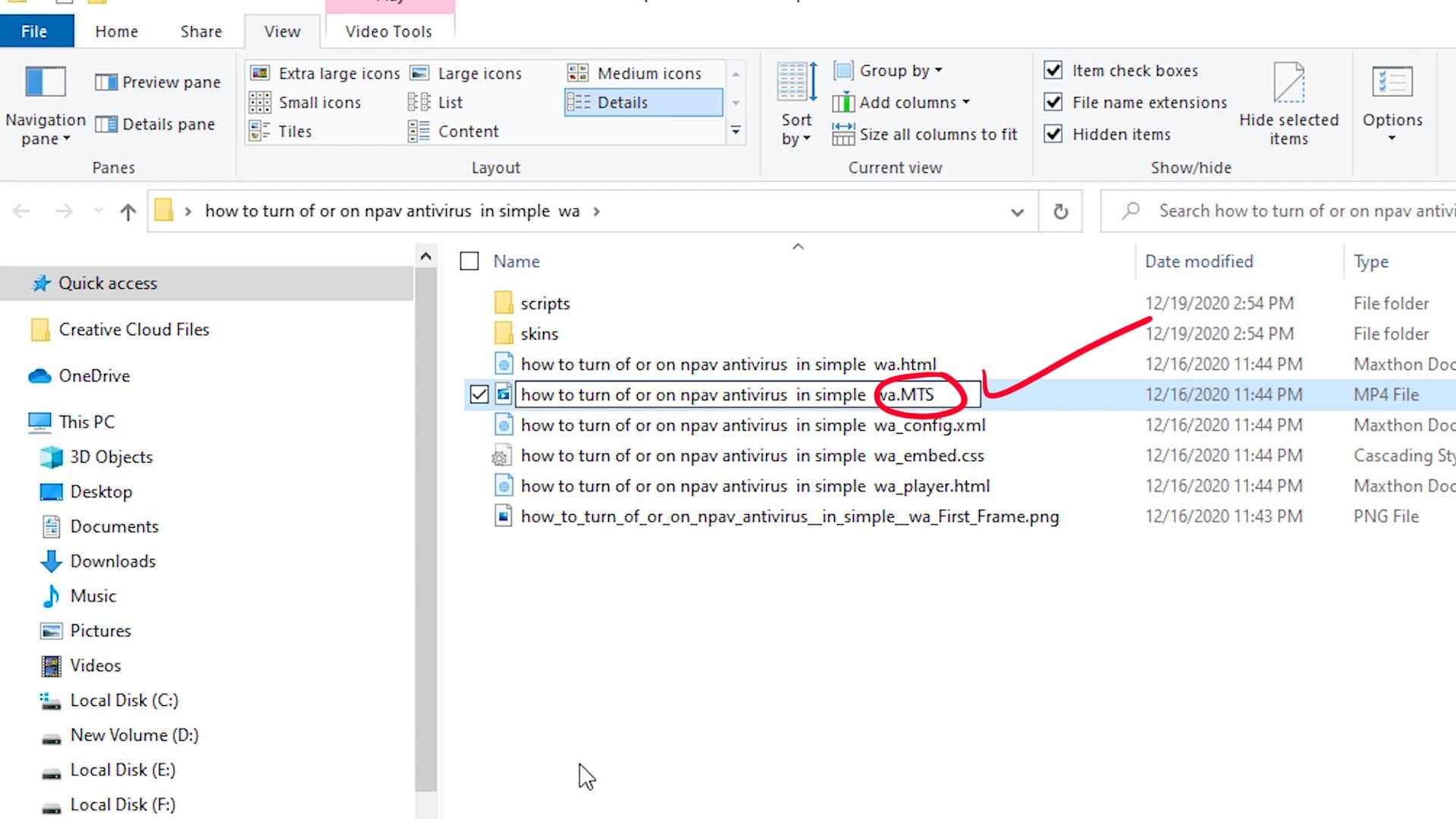 rename file extension to MTS to Fix The Importer Reported a Generic Error in Adobe Premiere Pro