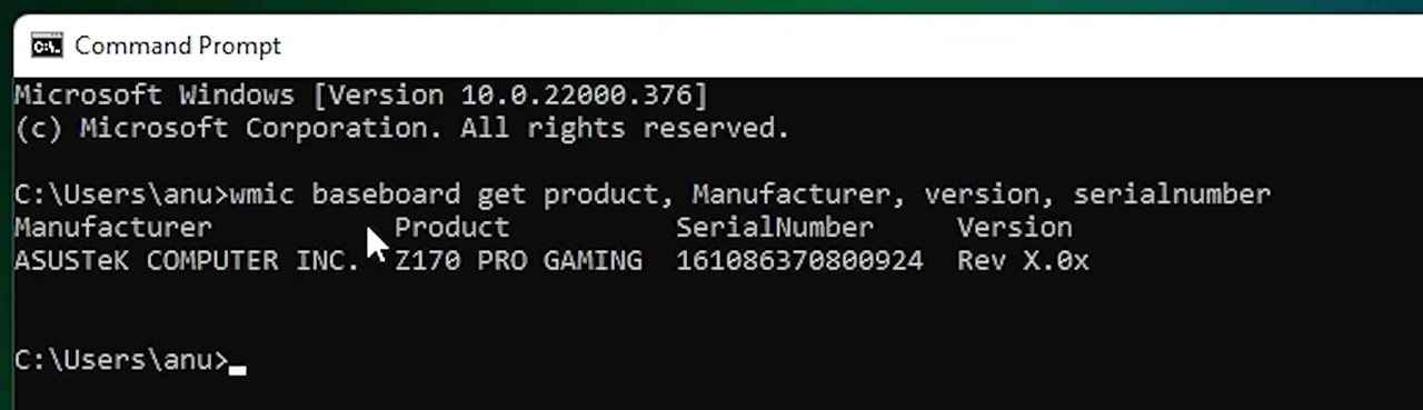 How to Check Motherboard Model in Windows 11 by CMD