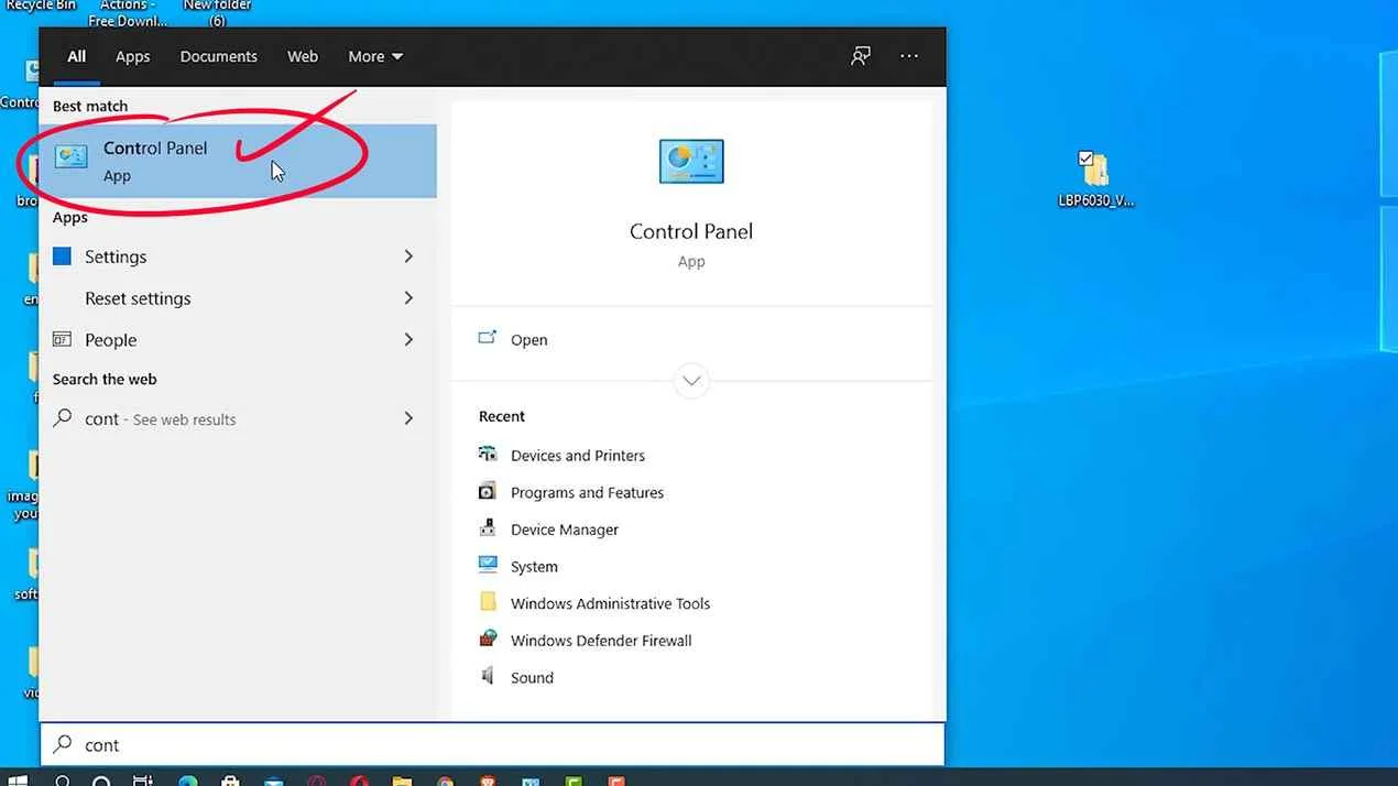 Control Panel in Windows