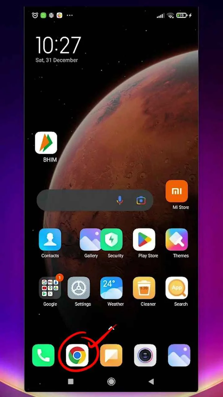 Open Google Chrome on Android mobile device