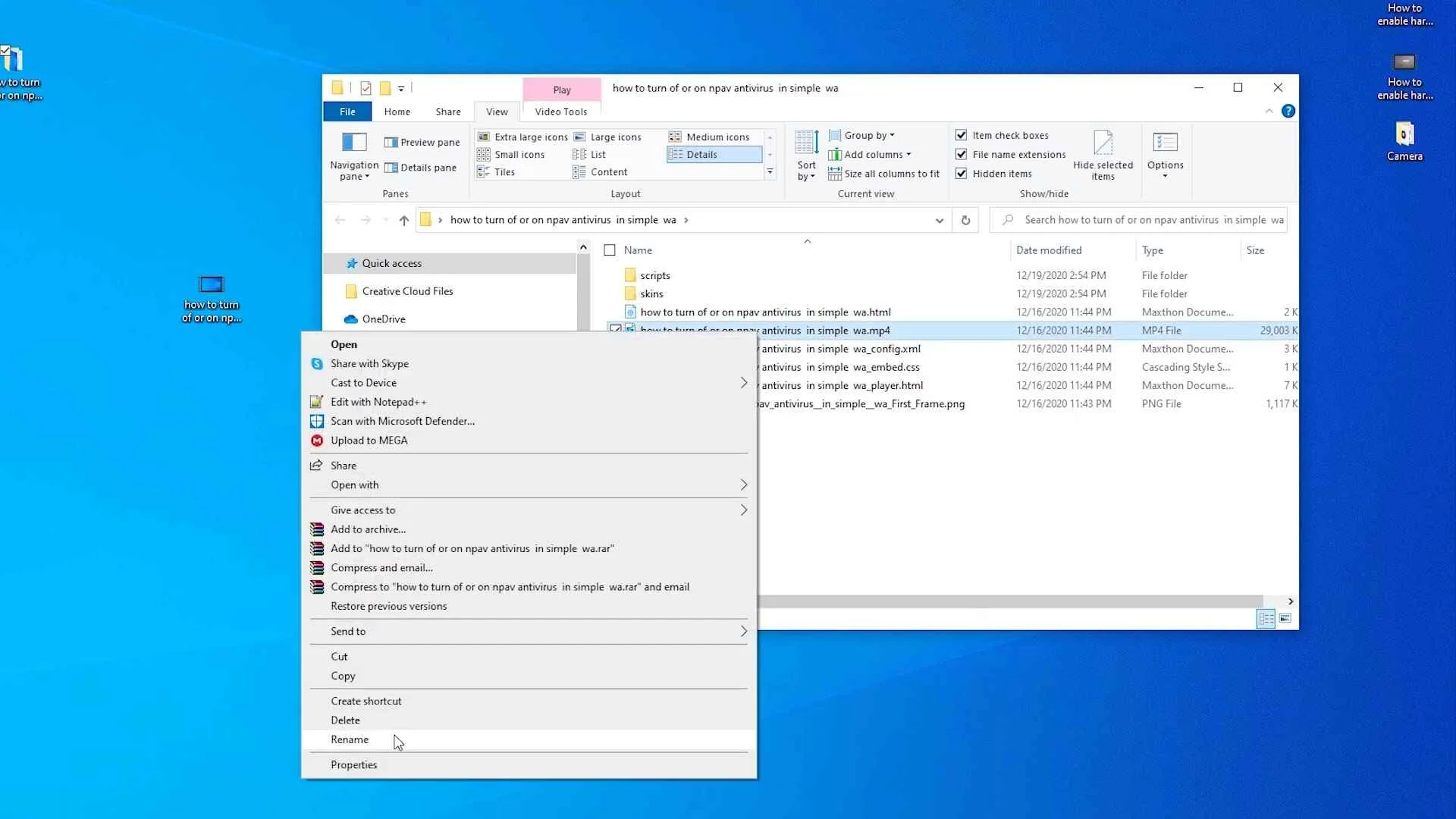 Rename Video File extension