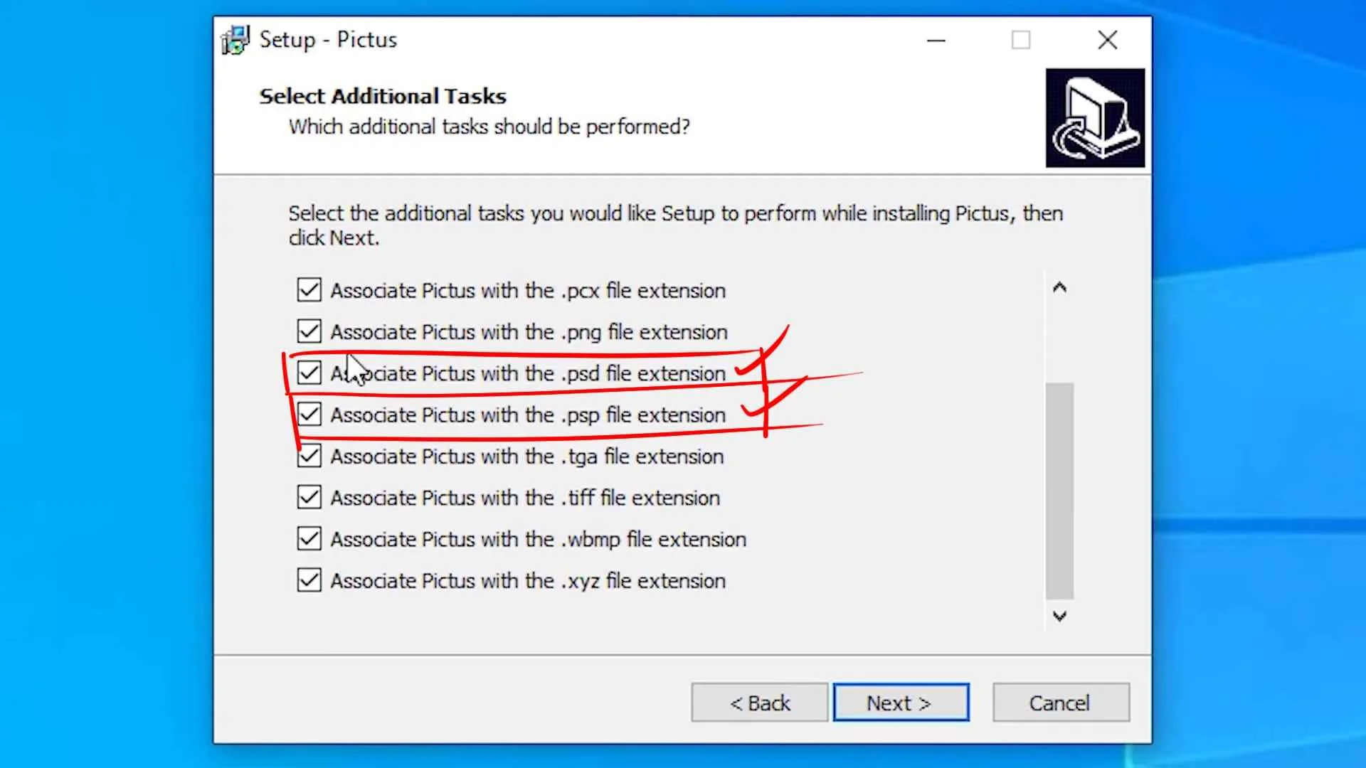 Select Two IMP Settings in Photoshop PSD file Thumbnail Preview Setup