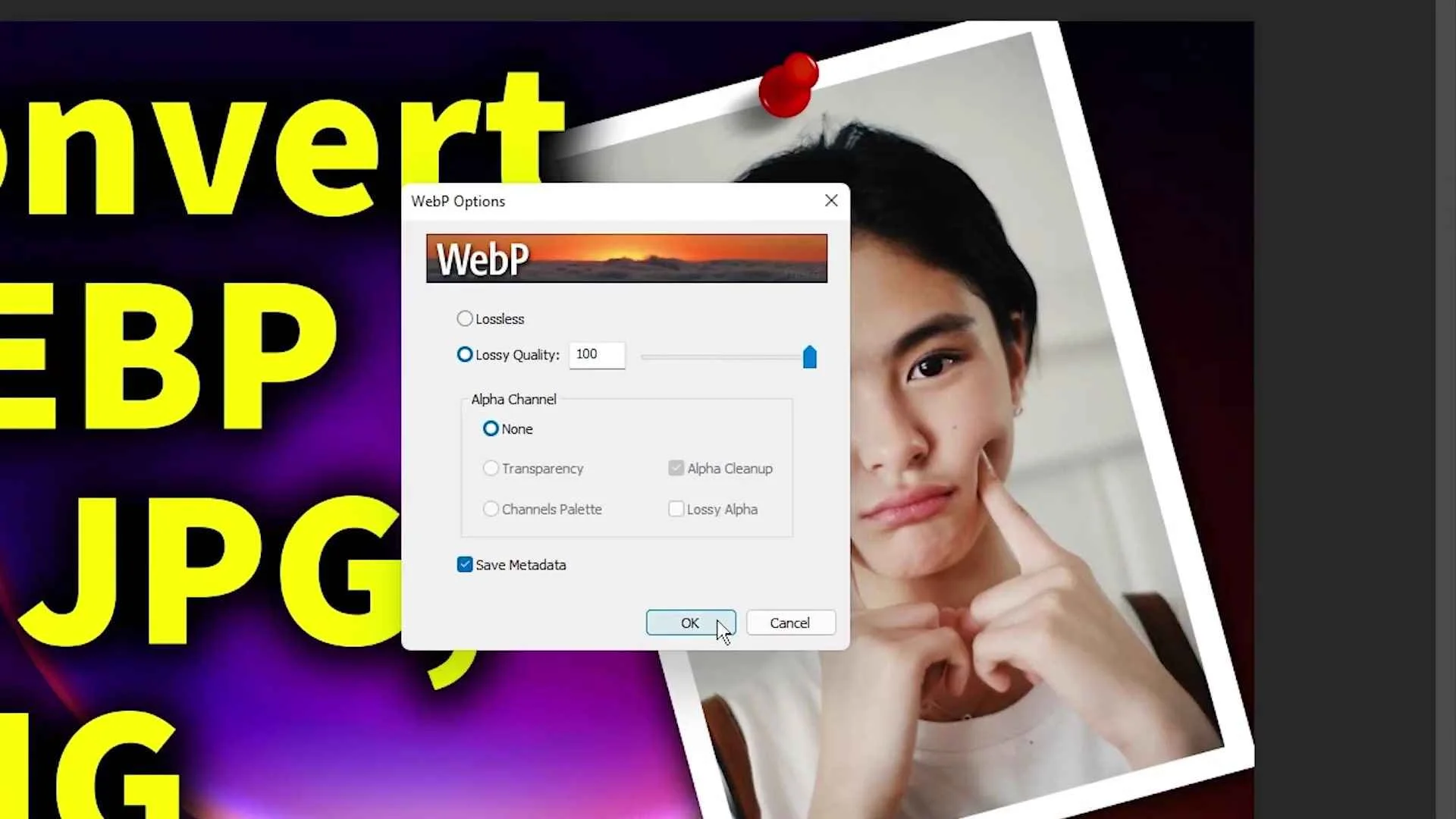 Select Webp Image Quality in Photoshop