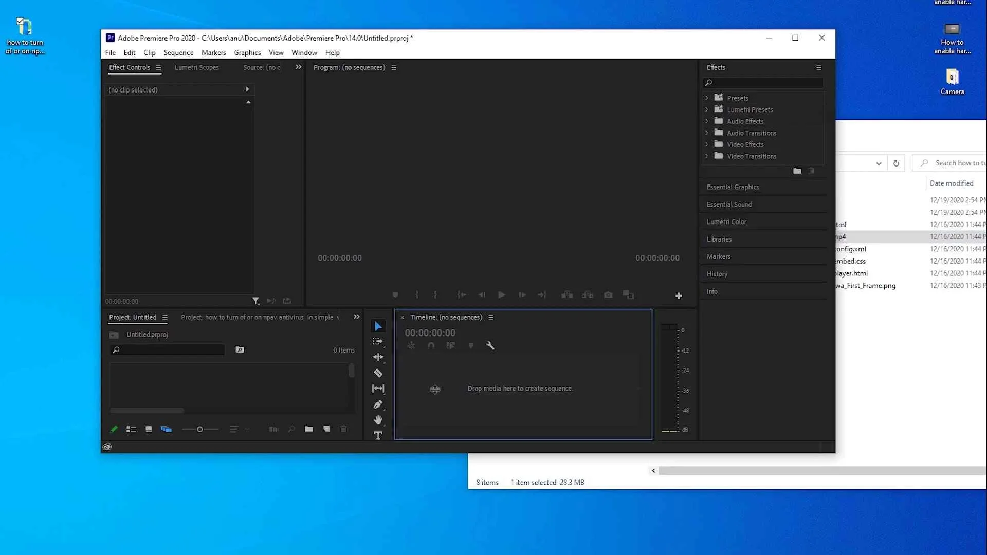 Video File is not Import in premiere pro