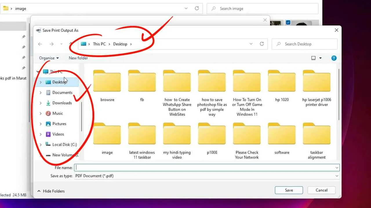 choose location where you want to save your PDF
