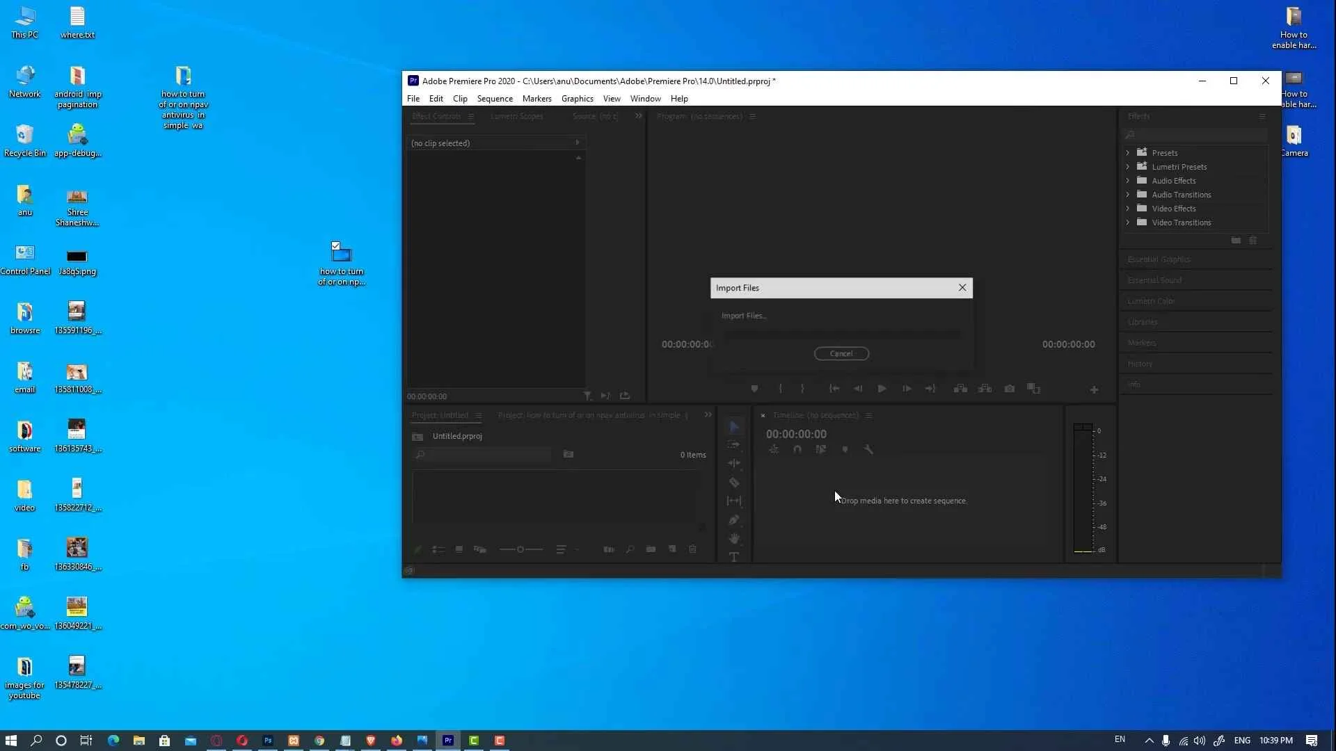 drag Video file to Adobe premiere pro