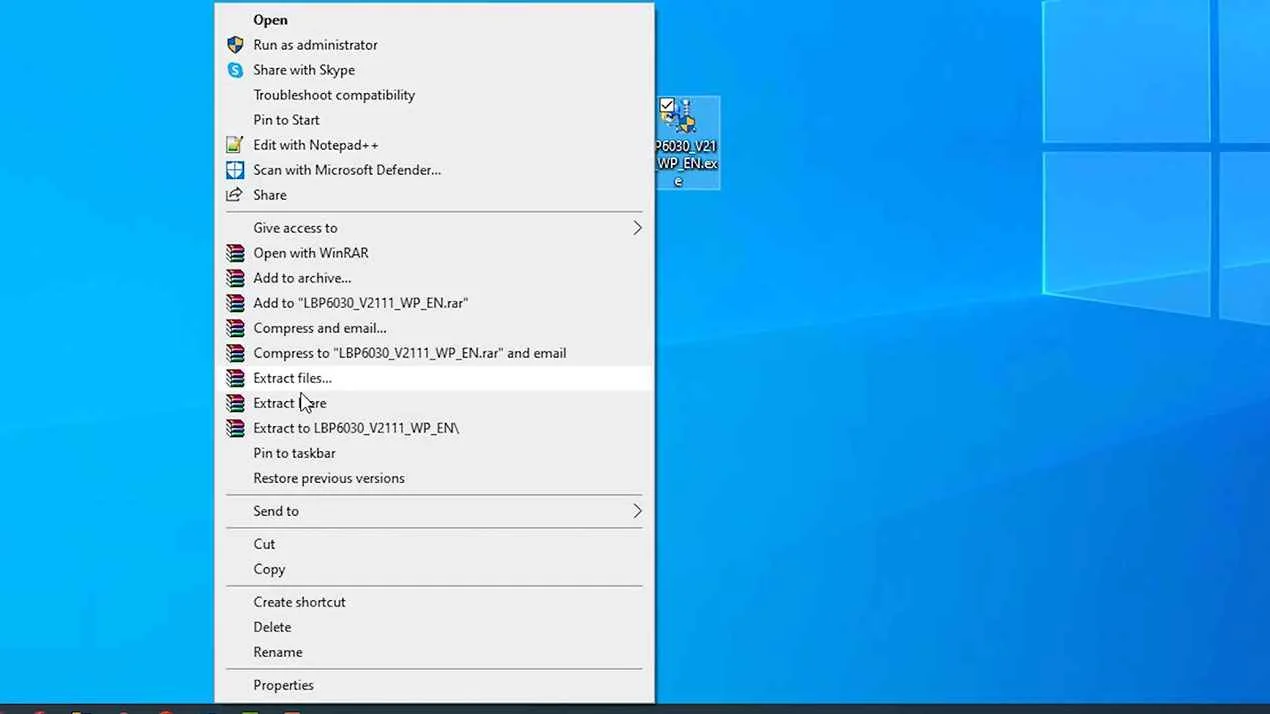 extract Canon LBP 6030 drivers zip file